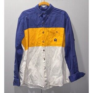 Vintage Rough Stock Panhandle Slim Colorblock Button Down Shirt Cotton USA Sz L